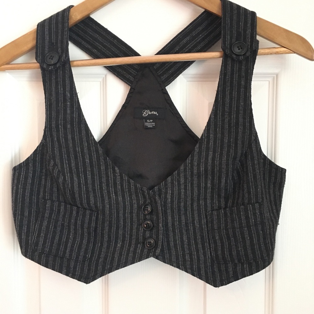 Guess Pinstripe Short Vest